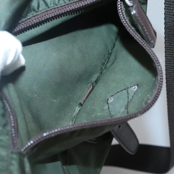 PRADA Shoulder Bag Nylon Khaki Silver Auth - Picture 13 of 16